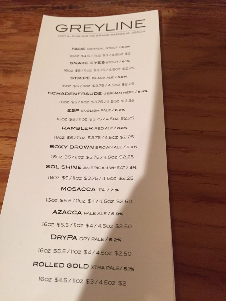 Greyline brewery beer list Grand Rapids Breweries
